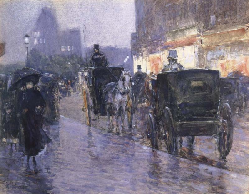 Childe Hassam Horse Drawn Coach at Evening France oil painting art
